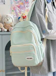 Mochila de Moda Feminina Colorblock, Bolsa com Multibolsos de Grande Capacidade para Carregar Livros, Tablet, Alça de Ombro Ajustável, Adequada para Uso Casual, Compras, Escola, Viagem