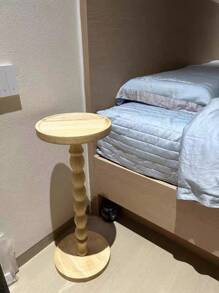 Movable Solid Wood Side Table, Compact Coffee Table For Home, Bedroom Nightstand, Vintage Minimalist Style