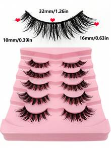 5 对湿睫毛漫画卡通动漫假睫毛蓬松仙女尖头仿貂毛睫毛自然假睫毛湿纤睫毛延长化妆工具