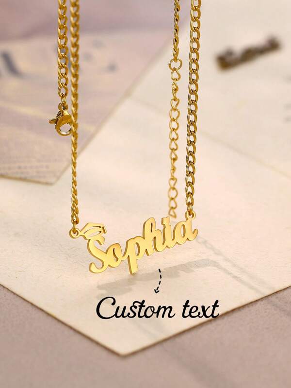 Colar com pingente de boné de doutorado personalizado, colar feminino clássico de aço inoxidável dourado, corrente de clavícula, presente de formatura