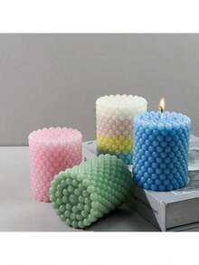 Molde de silicona en forma de cilindro para hacer velas de aromaterapia, bolas de burbujas, puntos como soporte de exhibición de yeso DIY - Blanco - Ver 4