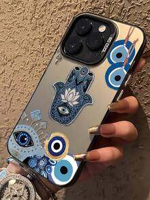 1个黑色手掌和邪眼图案全包覆式TPU防震手机壳，兼容 16、15、14、13、12、11 Pro Max系列，国际版，非国内版 - 彩色 - 查看 3