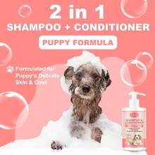 2 pièces de set contenant de la vitamine A et de l'aloès, un shampooing naturel pour animaux de compagnie 5-en-1 | Le produit de toilettage idéal pour les chiens malodorants - 300 ml / 10,144 fl.Oz*2