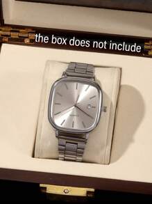 1PC Casual Men's Quartz Watch, Multi-Function Men's Watch With Date Display, Simple Square Dial With Bar Hour Markers, Alloy Strap, The Best Gift For Men, Suitable For Daily Wear, Weddings, And Parties, Perfect Holiday Gift (Christmas, Graduation, Teacher's Day), Fashion Accessory, Minimalist Style, High-End And Exquisite. Does Not Include Gift Box.
