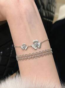 Elegante Exquisito Luxuoso Magnífica Flor Pulseira Pingente de Zircônia Cúbica para Mulher Casamento Diário Férias Música Festival Aniversário Presente de Casal, Presente para Ela