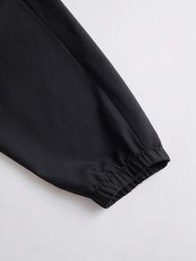 CURVE 大码黑色工装裤 - 锥形裤腿，多口袋设计，抽绳腰带，四季皆宜，轻松打造街头风，适合乡村、海滩、7月4日、秋季等各种场合。商务休闲女装，也适合沙特国庆日、圣诞节和万圣节等场合。春季 - 黑色 - 查看 6