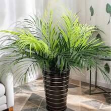 12pcs Artificial Palm Tree, Plastic Plants Greenery, Fake Tropical Shrub, Large Leaf, Suitable For Indoor/Outdoor Garden, DIY Basket Filler, Wedding Decor, Party Decoration, UV Resistant