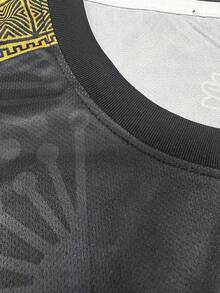 Customizable Mexican Style Men's Soccer Jersey, Comfortable Round Neck Sports Top, Suitable For Soccer Training, Casual Wear, Gift,Stylish,Fashion,Hipster,Casual,Minimal Chic,Personalized,Customized,Custom,Unique,Guy Costumes,Capsule Wardrobe,Men Basic/Street Style,Ideal Gifts For Him,Boyfriend,Family,Friends,For Birthdays,For Vacation/Holiday,For School/Competition,For Sports/Climbing - Black - View 9