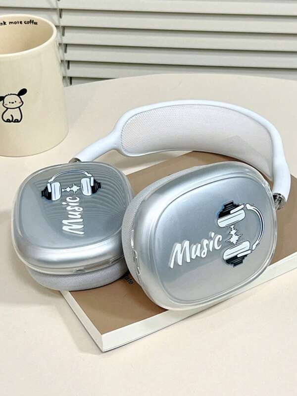 Slogan 1 Pair Personalized Headphone Pattern Earphone Case, Suitable Compatible With Apple Over-Ear Max Headphone Model Protective Cover