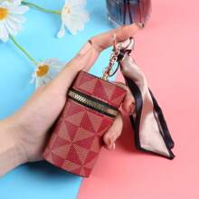 Mini Retro Coin Purse, Classic Pouch With Scarf Decor, Zipper Portable Multifunctional Lipstick Bag Vintage Lipstick Key Bag Mini Retro Coin Purse Classic Small Pouch & Bag Accessories Hot Pink Purse Wallet Keychain