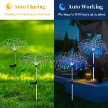 1/2/4pcs Solar Powered Fireworks Lights, 60/120/240 LED Outdoor Waterproof Lawn Lamps For Garden, Wedding, Party, Patio, Holiday Decoration Colorful Solar Lights