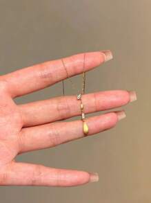 1pc Sparkling Tasseled Water Drop Pendant Necklace, Fashionable Luxury Elegant Textured Choker Necklace, Suitable For Daily Wear, Gatherings And Parties