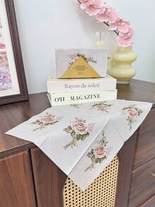 20pcs/Pack Vintage Rose Flower Printed Paper Napkins, 15.7x13inch, One-Time Use For Wedding, Birthday, Tea Party, Dinner Party Decor, Restaurant Hotel Tableware, Party Supplies, Pulp Paper - Multicolor - View 9