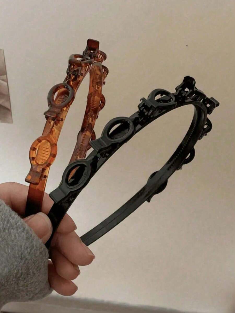 2 piezas/1 pieza Herramienta de trenzado estilo Slouchy Horquilla para mujeres, Clip para el cabello de verano para lavarse la cara y el flequillo, Diadema para decoración de cráneo alto, Regalos