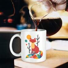 Coffee Mugs Rainbow Fox Tea Ceramic Cup With Handle Gift Idea 11oz Mug For Women Men Coworkers Friends - 白 - 查看 1