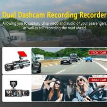 Dual Lens Dash Cam With Night Vision, Dual 1080P Front And Embedded Cameras, Wide Angle Car DVR, 3.16" IPS Screen, 24-Hour Motion Sensor Parking Mode, 32GB Memory Card Loop Recording Battery Capacity 150mAh