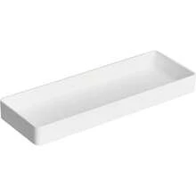 Basics Rectangular Plastic Organizer - Magazine Rack, White, 2-Pack - Half Accessory Tray - View 2