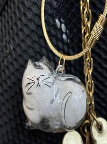 1 Pezzo Capsula Commemorativa Trasparente Per Gatti - Design Viso Carino Con Anello Per Appendere - Regalo Commemorativo Per Amanti Dei Gatti, Conserva I Peli Del Tuo Animale Domestico A Lungo Termine, Design Emozionale, Chiusura Sicura, Memoriale Per La Perdita Del Tuo Animale Domestico