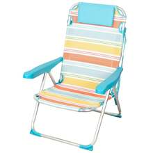 Aktive Sedia da spiaggia pieghevole, 48x60x90 cm, in alluminio e tessuto a righe multicolor, cuscino, schienale reclinabile in 5 posizioni, tasca posteriore, tracolla, design antiribaltamento, modello Santorini ✅ Consegna in 24/48 ore in Spagna (penisola) - nero - Visualizzare 1