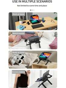 Ergonomischer, verstellbarer Laptop-Ständer mit integriertem Handyhalter, tragbare Tischhalterung für 17,3-Zoll-Computer - aus strapazierfähigem ABS-Material