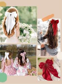 1/10/20Pcs Random Color Hair Bows With Long Tail Bow Hair Clips Elegant Hair Ribbon Hair Accessories For Women Daily Wear Suitable For Many Occasion Valentine's Day Valentines,Hair Barrettes Claw Clips