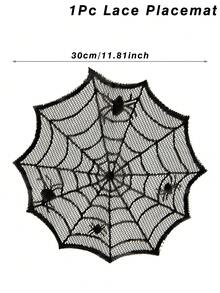 1/2/4pcs, Halloween Decor Placemats,Black Lace Polyester Placemats With Spiderweb Spider Design, Halloween Round Table Mats, Halloween Party Decor,Kitchen Dining Table Decoration Supplies, Modern Style Plate Mats, Halloween Haunted House Decoration,Home Decor, Halloween Decorations,Holiday Party Supplies,Indoor&Outdoor Use