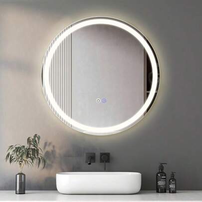 Deboola Espejo de Baño con Iluminación - LED Redondo Espejo de Baño IP44 con Interruptor Táctil y Función Antivaho Lámpara Luminosa 60cm Ajustable 3000K-6500K