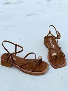 2025 New Summer Open Toe Roman Sandals For Women, Soft Bottom Beach Flats, Suitable For Dresses, Ins