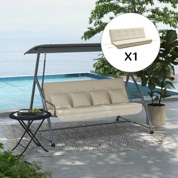 Ensemble de coussins pour balancelle de porche de 170 cm, coussin de chaise, coussin de balançoire, coussin d'assise, coussin de jardin avec coussins de et latéraux, beige