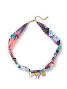 1pc Beach Vacation Leisure Style Colorful Ribbon Marine Life Tropical Flowers Palm Tree Shell Star Pendant Women's Necklace, Electroplated 18K Gold Waterproof And Sweat Proof, Suitable For Daily Wear And Use, Women's Jewelry, Women's Accessories, Suitable For Giving To Wives, Mothers, Girlfriends