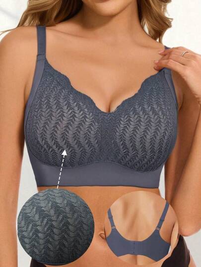 1pc Women's Soft Support Wireless Non-Padded Lift And Enhance Bra, Anti-Sagging, Seamless, Removable Cup