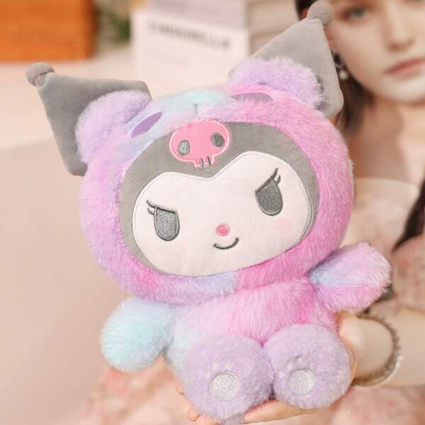 8.66in/22cm Sanrio Kuromi Stuffed Doll Anime Plush Toys Kawaii Throw Pillow Cartoon Doll Home Sofa Decoration Ornaments Christmas Gift