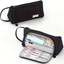 1 件大容量三角形铅笔盒耐用材料笔袋，宽敞的存储空间，适合学校、办公室和旅行必需品，文具收纳袋，完美的节日礼物，铅笔袋，书包，用于学校用品，返校 - 三角形 - 查看 14