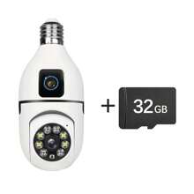 3MP 高清智能灯泡式安全摄像头、灯泡摄像头、双镜头监控圆形摄像头、宠物狗摄像头、360° 可旋转/可倾斜全景网络摄像头、2.4G/5G WiFi 婴儿监视器，具有自动跟踪、远程访问、双向音频、AI 人脸检测、录音