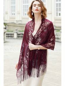 RIIQIICHY Shawls And Wraps For Evening Dresses Scarfs For Women Pashmina Wedding Formal Shawlhalloween - 勃根地-2 - 查看 6