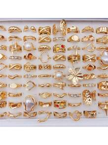 20Pcs Fashion Sparkling Butterfly Snake Flower Rings Set For Women Men Mix Style Stylish Inlaid Rhinestone Jewelry Prefer Match Daily Outfits Party Decor