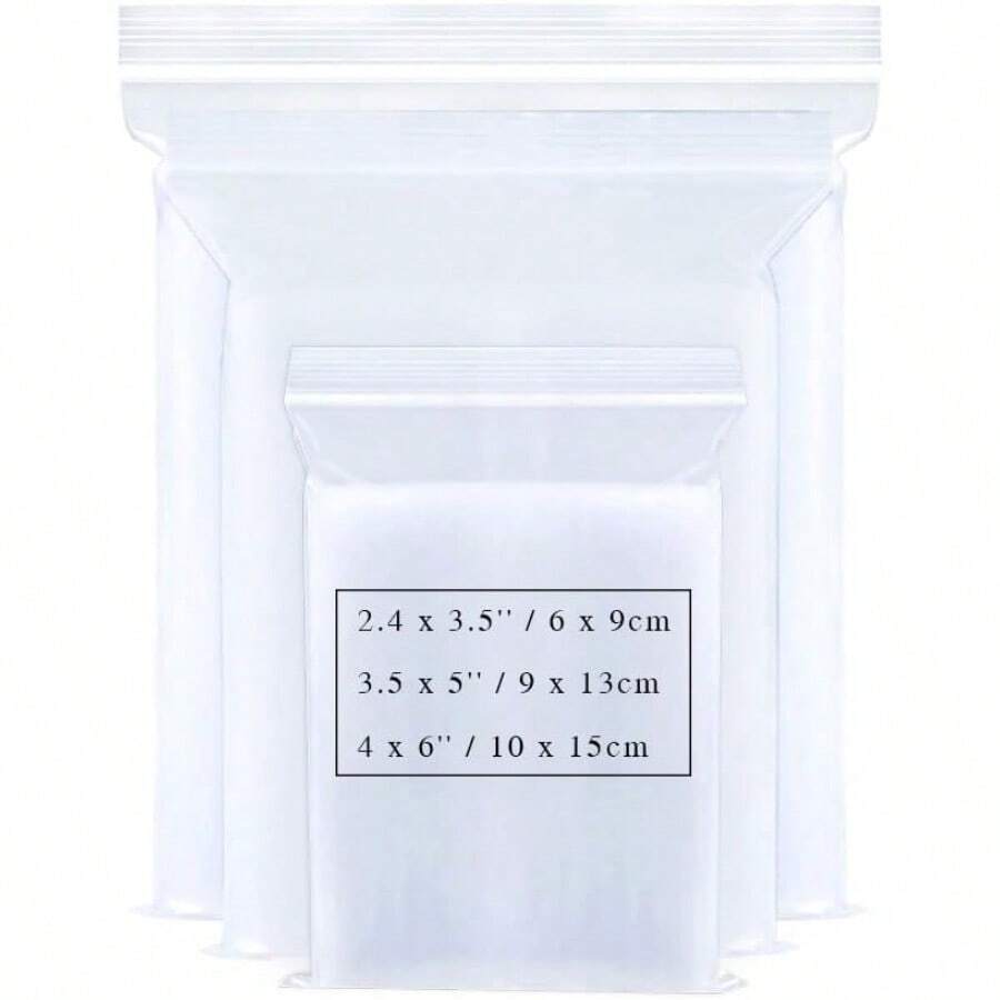 Small Plastic Bags For Jewelry 300pcs 3 Assorted Sizes Clear Zipper Baggies Jewelry Storage Bags 2 Mil For Beads Board Games Pill Travel 2.4 X 3.5 3.5 X 5 4 X 6 Inch 8 Sizes To Choose From-0029 - 清除 - 查看 1