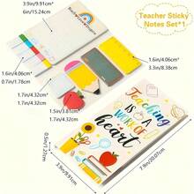 1 件/2 件教师节派对备忘录簿、派对礼物、卡通备忘录、备忘录套装、教师定制自粘备忘录、办公用品便利贴纸组合、教师节礼物 - 彩色 - 查看 12
