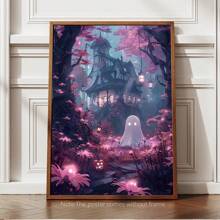 1 pièce Fantôme, Impression d'Halloween, Affiche d'automne, Art effrayant de sorcière, Ensemble rose et morose, Art de l'Académie sombre, Ensemble mural d'Halloween, Décoration de pièce esthétique, Décoration de maison, Art mural sur canevas, Affiches pour la chambre, Accessoires de décoration de chambre, Cadre en option, Décoration de chambre à coucher.