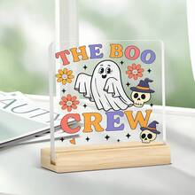 可爱的幽灵亚克力牌匾：非常适合万圣节、圣诞节、感恩节、母亲节、父亲节 - 无需电源