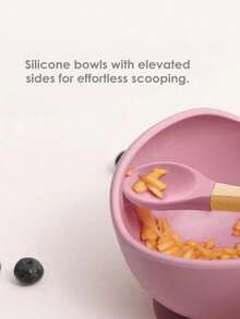 3件套个性化定制名字和图案婴儿硅胶吸盘碗木柄叉勺定制餐具套装适用于婴幼儿餐具