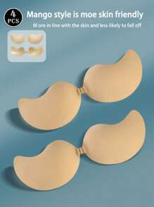 2/3/4 Peças Sutiãs Invisíveis Adesivos em Formato de Manga - Sutiãs de Silicone Sem Alças com Efeito Push-Up para Vestidos Sem Costas, Almofadas Autoadesivas Respiráveis e Reutilizáveis para Levantar o Busto, Amigáveis com a Pele