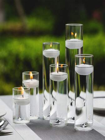 20 Piece Clear Glass Cup Candle Holder, Cylindrical Glass Vase For Table Decoration, Artistic Flower Arrangement And Wedding Party Centrepieces, Interior Decoration