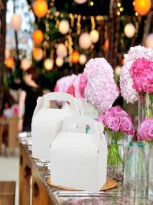 10/20PCS White Party Favor Treat Boxes, Goodie Gable Paper Gift Boxes With Handles. Perfect For Wedding,White Gable Therapy Box Party Favor Box Candy Cookies Candy Toys Birthday Party Wedding Shower Holiday , Birthday, Graduation, Shower(6.3x3.5x3.5inch)