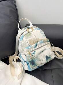 Summer New Contrast Color Decor Nylon Women Backpack Student Schoolbag (Random Floral Pattern)