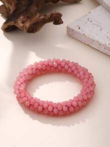 1 pieza Regalo de festival Popular pulsera de cuentas de cristal artificial apilable y elástica para mujeres y hombres de 6.5-8 pulgadas, para uso diario, vacaciones, festivales, regalo, joyería llamativa