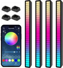Hot Cool Soulpunk RGB Rechargeable Sound Control Light, Voice-Activated Pickup Music Rhythm Lights, Ambient Light, For Car, Gaming Room Decorations(4Pack) - 4Pack-Black(Ứng dụng) - Xem 1