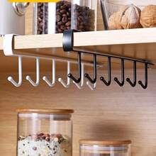 2 piezas Soporte de pared para tazas con 6 ganchos, organizador de almacenamiento multifuncional, adecuado para todo tipo de ganchos de utensilios de cocina