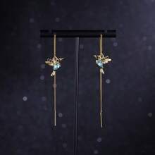 1pc Exquisite Hummingbird Design Faux Gem Drop Earrings, Elegant And Cute Style Women's Delicate Gift