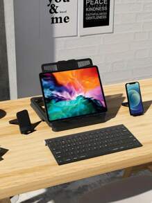 Ergonomischer, verstellbarer Laptop-Ständer mit integriertem Handyhalter, tragbare Tischhalterung für 17,3-Zoll-Computer - aus strapazierfähigem ABS-Material